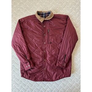 Analog Shirt Jacket Mens Medium Burgundy‎ Reversible Quilted Plaid Cord Collar